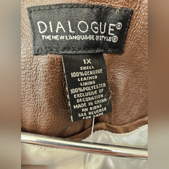 NWT - Leather Dialogue Brown Jacket - Size 1X - Picture 3 of 9